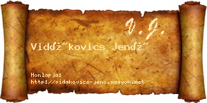 Vidákovics Jenő névjegykártya